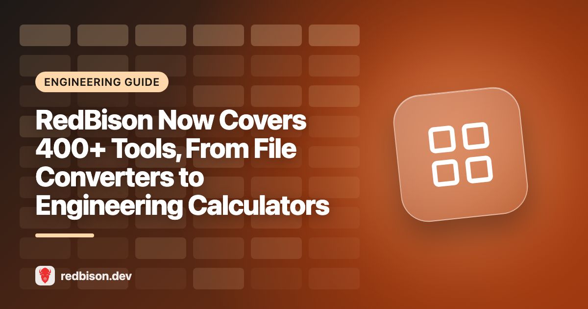 Illustration for RedBison Now Covers 400+ Tools, From File Converters to Engineering Calculators
